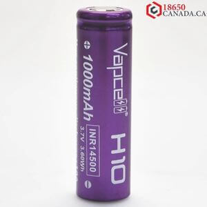 Radiant Power: VAPCELL H10 14500 Purple/White 10A Flat Top 1000mAh Battery