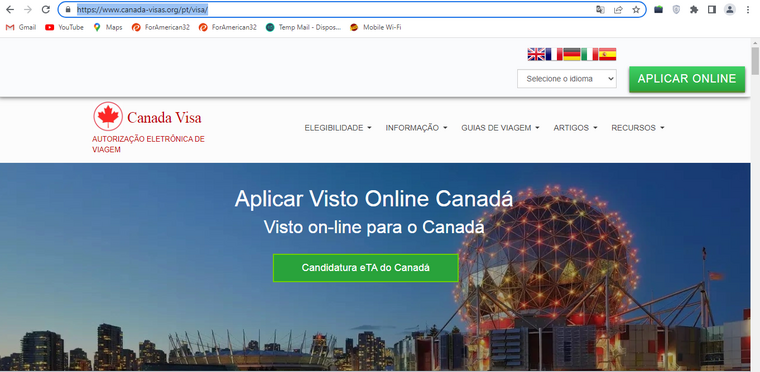 FOR PORTUGAL CITIZENS CANADA Government of Canada Electronic Travel Authority - Canada ETA - Online Canada Visa - Solicitação de Visto do Governo do Canadá, Centro Online de Solicitação de Visto do Canadá