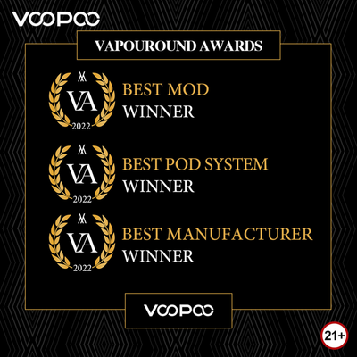 VOOPOO a remporté 3 prix lors de la SEPTIÈME ÉDITION ANNUELLE DES VAPOUROUND AWARDS.